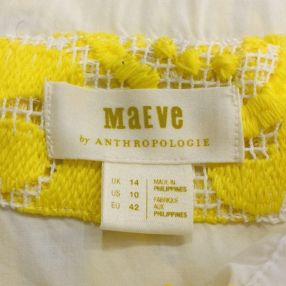 Maeve Anthropologie Lace Babydoll Strappy Backless Mini Dress Size 10 Yellow - Picture 10 of 16